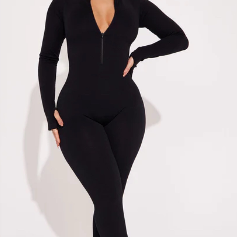 Fashion Nova Black Long Sleeve Jumpsuit